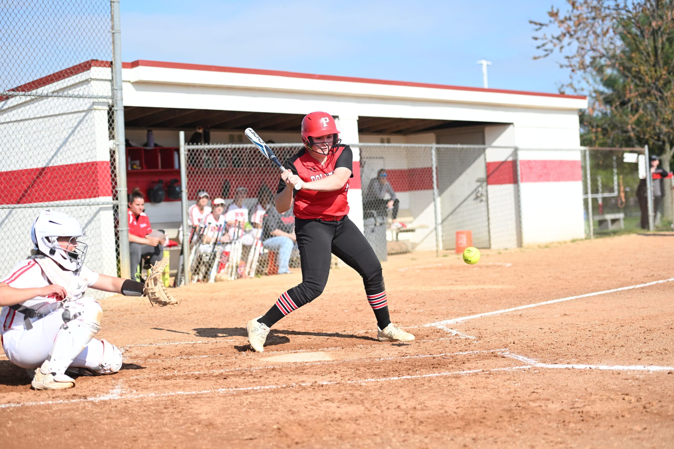 Polytech sofball Julia MacConnel hit a three run homerun in their win over Smyrna. Photo by Ben Fulton scaled